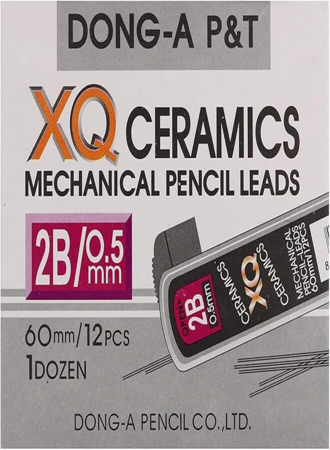 Dong-A XQ 2B Ceramics Mechanical Pencil Leads 0.5 mm Set of 12 Pieces - Multi Color 0.5 mm Pack Of 12 Pcs. - Multi Color